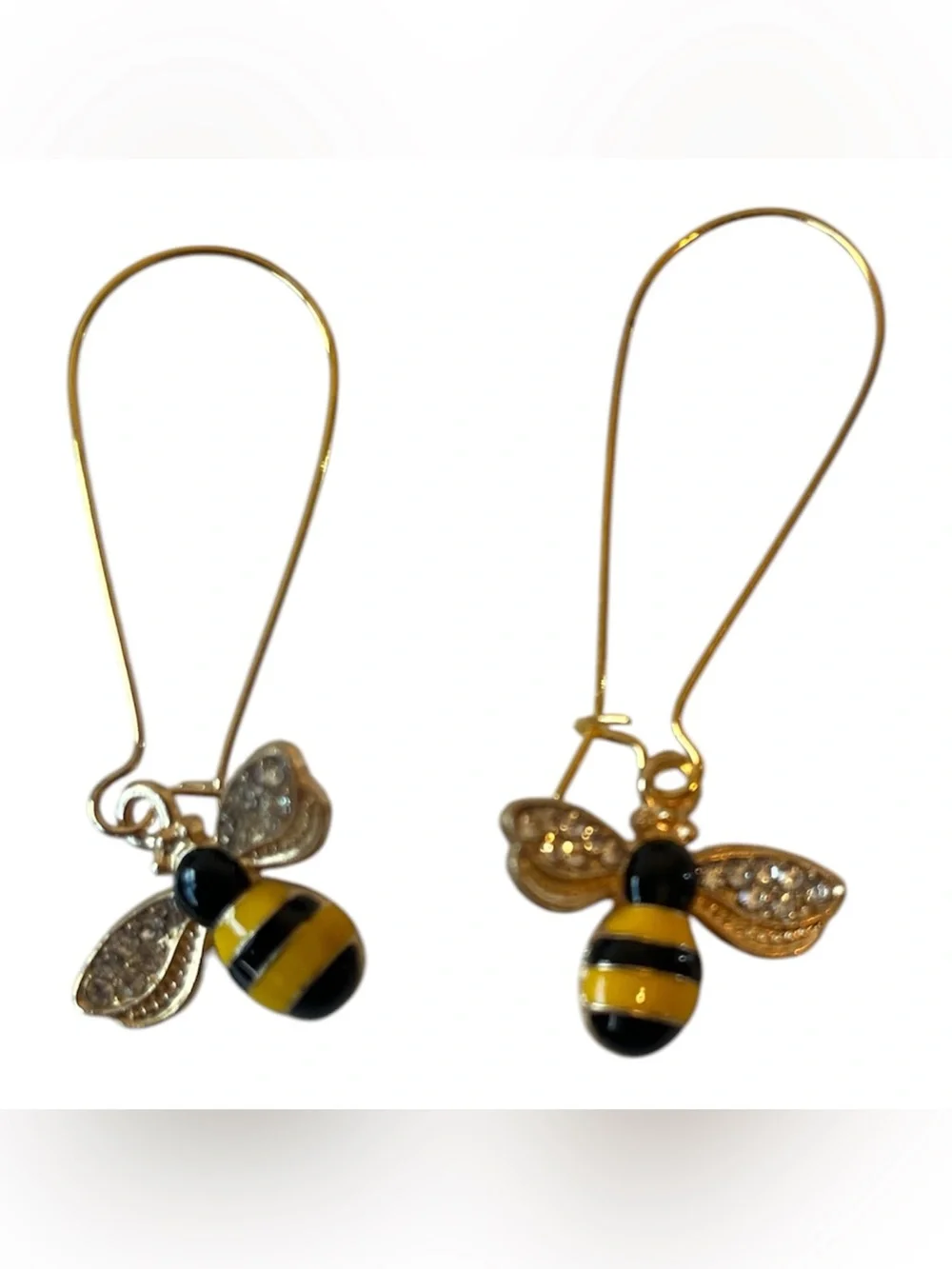 Crystal Kitty Charm Keychain with Bee Dangle Earrings - Gold & Red